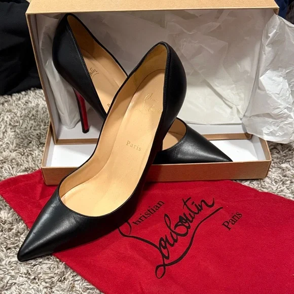 Christian Louboutin Black Heels with Signature Red Soles - Picture 1 of 11